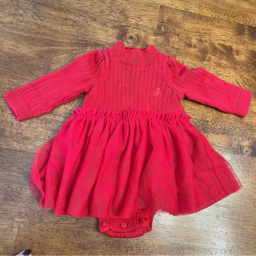 GAP Red Baby sweater dress tutu Outfit onesie size 3-6 months